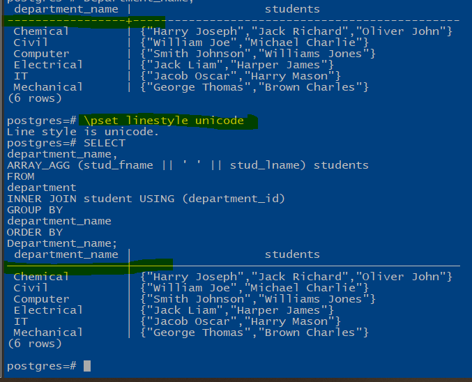 Postres pset columns 100 oracle set linesize 100 dba notes